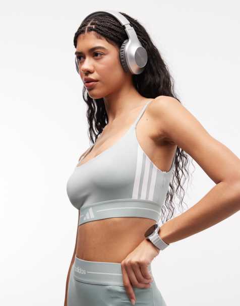 adidas Training - Hyperglam - Brassière de sport maintien léger à 3 bandes - Sauge - view 1