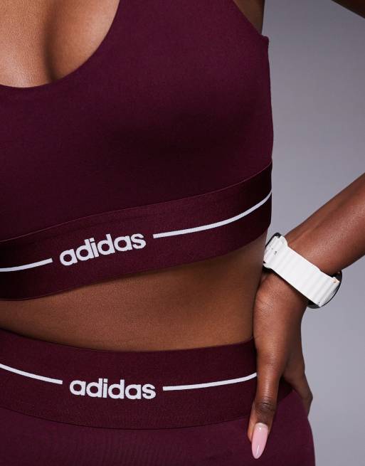 adidas Training - Hyperglam - Brassière de sport maintien léger avec détail linéaire - Bordeaux, 3 de 5