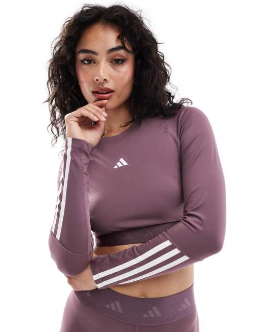 adidas Performance Hyperglam training crop top and leggings set in purple ASOS