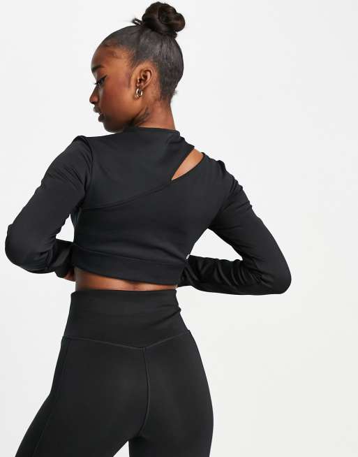 adidas Training - Hyperglam - Crop top met uitsnijding en lange mouwen in zwart, 2 van 4