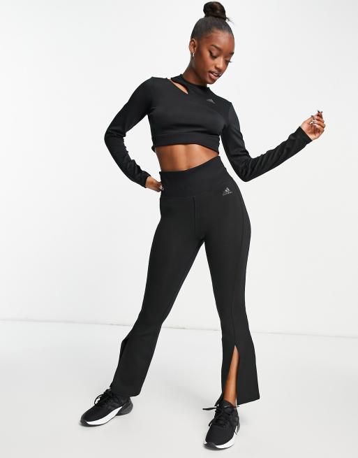adidas Training - Hyperglam - Crop top met uitsnijding en lange mouwen in zwart, 4 van 4