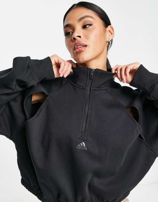 Adidas half zip crop hot sale sweatshirt