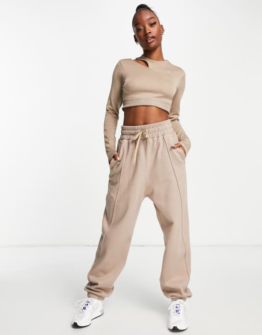 adidas Training Hyperglam cropped cut out long sleeve top in brown, 4 of 4