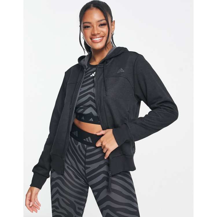 adidas Crop Full-Zip Loungewear Hoodie - Grey | Women's Lifestyle | adidas  US