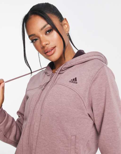 adidas Originals Adidas Training Hyperglam Cropped Velour Hoodie in Pink