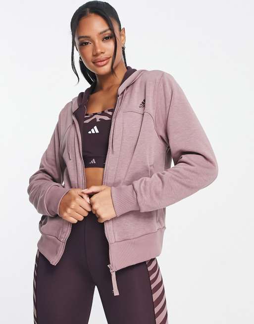 adidas Originals Adidas Training Hyperglam Cropped Velour Hoodie in Pink