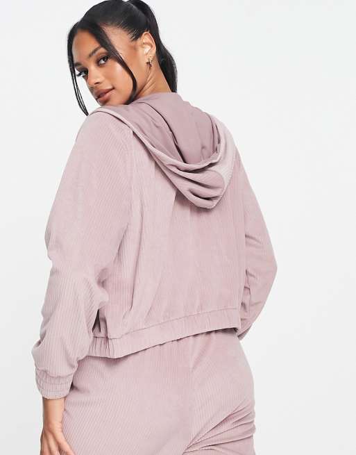 adidas Originals Adidas Training Hyperglam Cropped Velour Hoodie in Pink