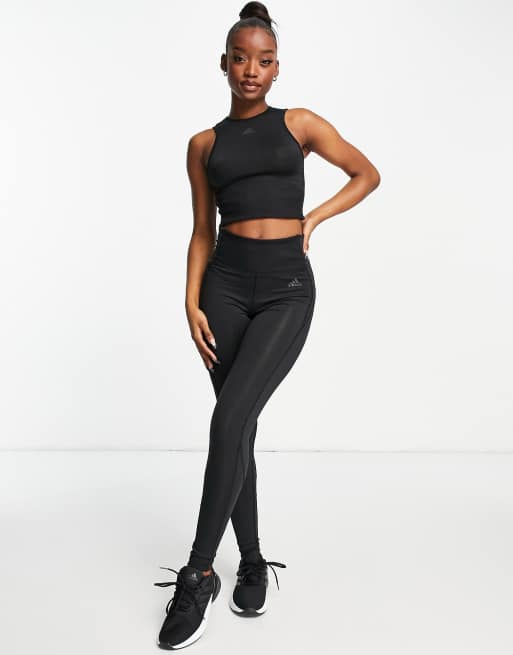adidas Training – Hyperglam – Czarny prążkowany krótki top, 4 z 4