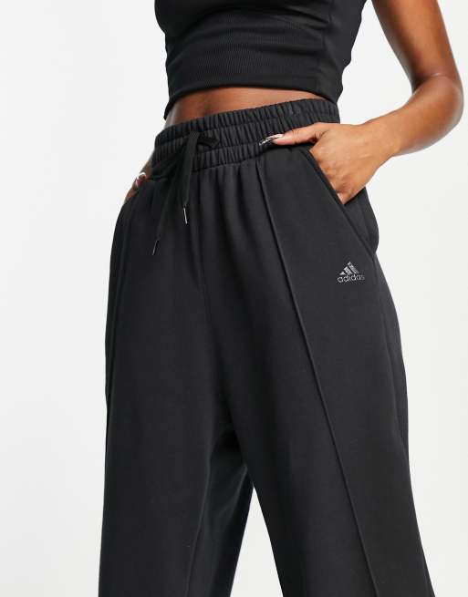 adidas Training Hyperglam fleeced joggers in black