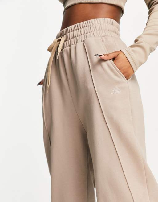 adidas Training Hyperglam fleeced trackies in brown, 3 of 4