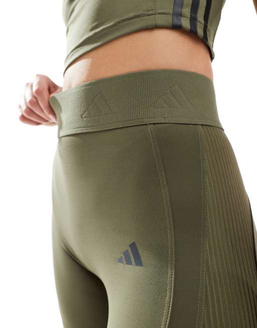 adidas Training Hyperglam full length leggings in olive green ASOS