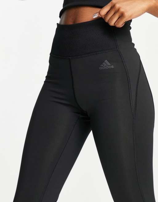 adidas – Training Hyperglam – Gerippte Leggings in Schwarz mit hohem Bund, 3 von 4