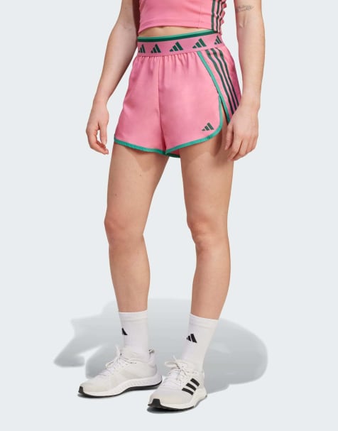 adidas - Training - Hyperglam - Geweven shorts in roze en groen - view 1