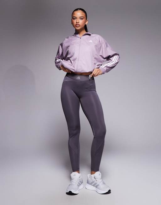 adidas Training Hyperglam high shine full length leggings in dark