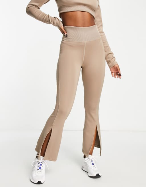 adidas Training Hyperglam high waisted flared leggings in brown ASOS