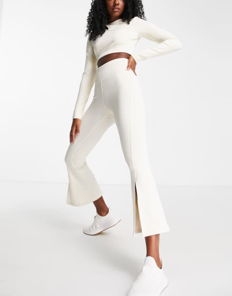 adidas Training Hyperglam high waisted flared leggings in cream - view 1