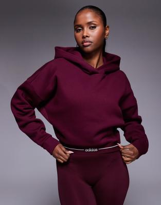 adidas Training - Hyperglam - Kapuzenpullover in Burgunderrot mit linearem Logo