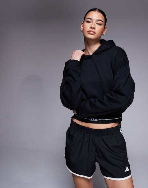 adidas Training – Hyperglam – Kapuzenpullover in Schwarz mit linearem Logo - view 1