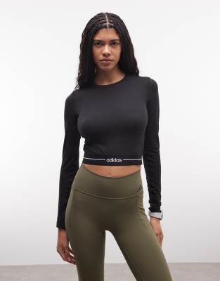 adidas Training - Hyperglam - Langärmliges Oberteil in Schwarz mit linearem Logo