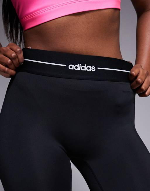adidas Training – Hyperglam – Lange Leggings in Schwarz mit linearem Logo, 4 von 5