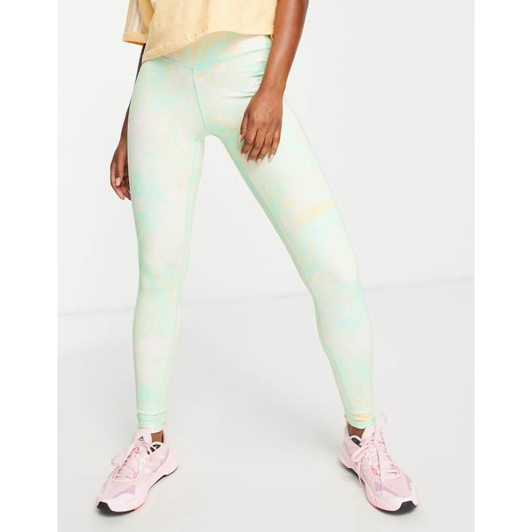 adidas Training Hyperglam legging in green marble print