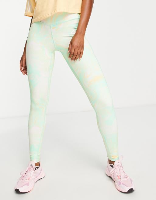 adidas Training Hyperglam legging in green marble print