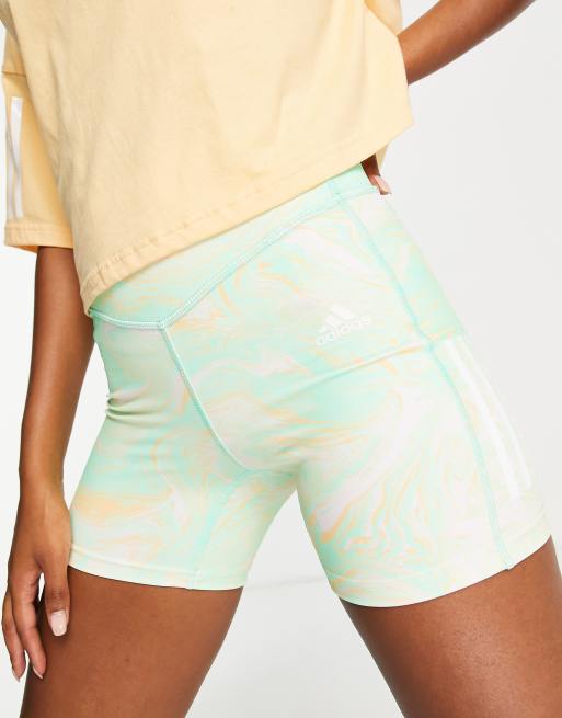 adidas Training Hyperglam legging shorts in green marble print ASOS