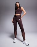 [adidas performance] adidas Training Hyperglam leggings in brown XS BROWN