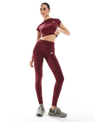 adidas Training - Hyperglam - Leggings in Burgunderrot in regulärer Länge