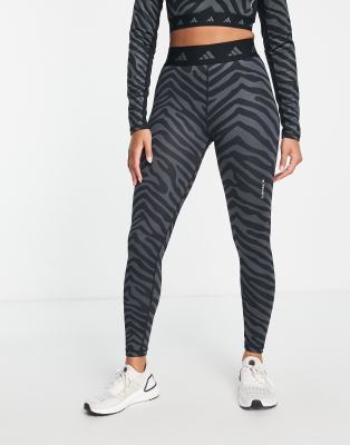 adidas Training - Hyperglam - Leggings in Schwarz mit Zebramuster