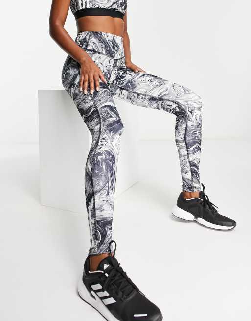 adidas - Training - Hyperglam - Leggings med sort marmorprint