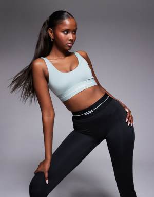 adidas Training hyperglam light support sports bra in green