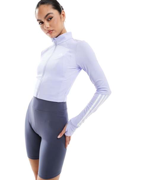 adidas Training – Hyperglam – Liliowy top z zapięciem na suwak - view 1
