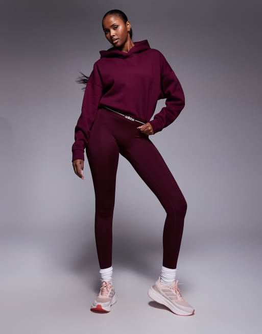 adidas - Training - Hyperglam Linear - Hoodie in bordeauxrood, 3 van 4