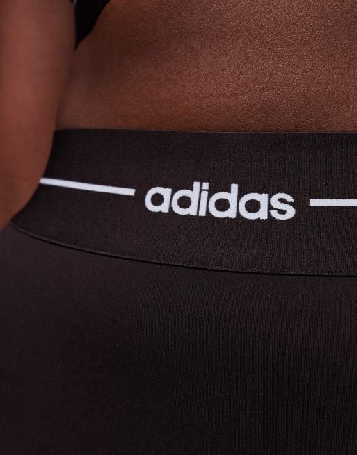 adidas Training - Hyperglam Linear - Leggings lunghezza integrale marrone caffè, 3 di 5