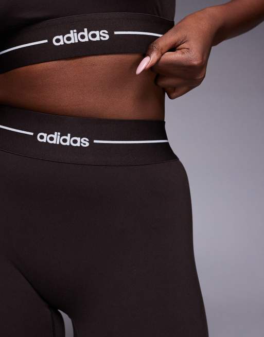 adidas Training - Hyperglam Linear - Leggings lunghezza integrale marrone caffè, 5 di 5