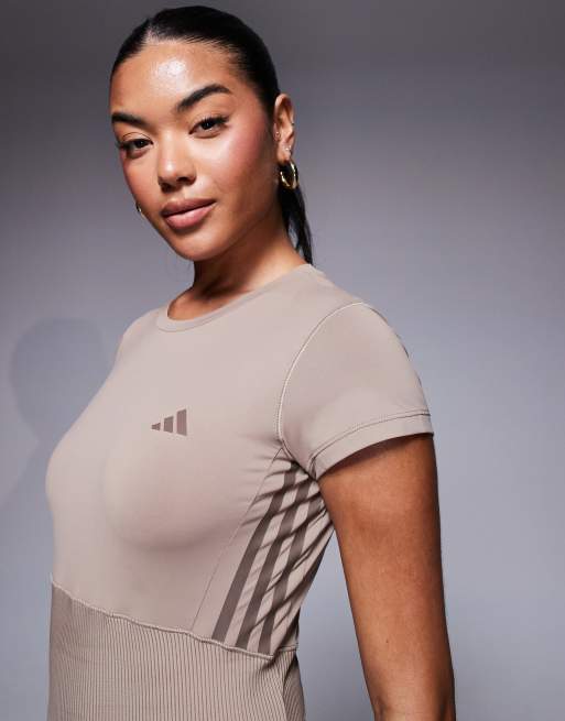 adidas Training - Hyperglam - Lysebrun baby-t-shirt med ribber, 4 af 4