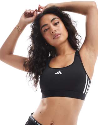 adidas performance Training Hyperglam mid support sports bra in black