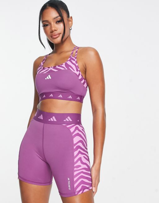 adidas Training Hyperglam panelled zebra print mid-support sports bra In  burgundy Adidas Цвет: Красный; Размер: XS A-C Cup купить от 5912 рублей в  интернет-магазине MALL