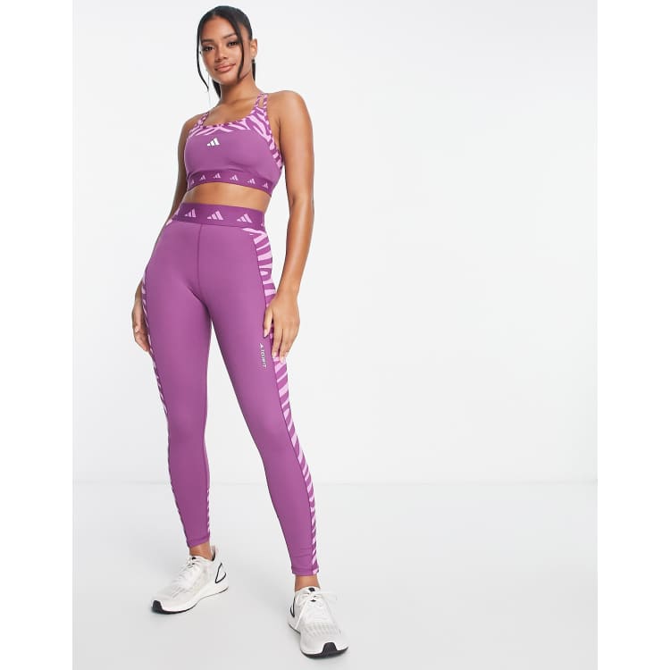 adidas Leggings With Large Logo In Purple - ShopStyle Activewear Pants