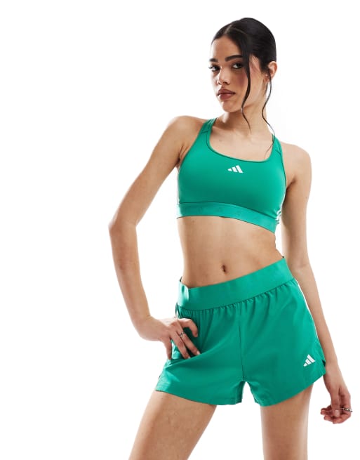 adidas Training – Hyperglam Power – Zielony biustonosz sportowy zapewniający średnie wsparcie
