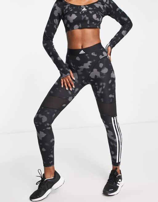 adidas Primegreen AEROREADY Training Dance Move Doubleknit Metallic-Print  Tights - Black