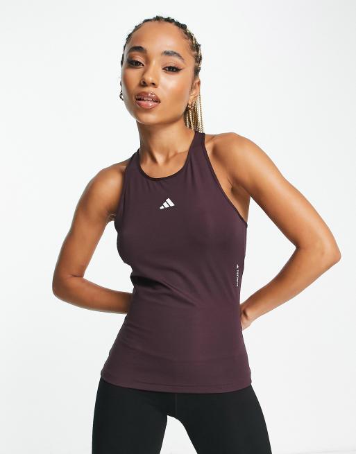 adidas Training Hyperglam racerback singlet in burgundy