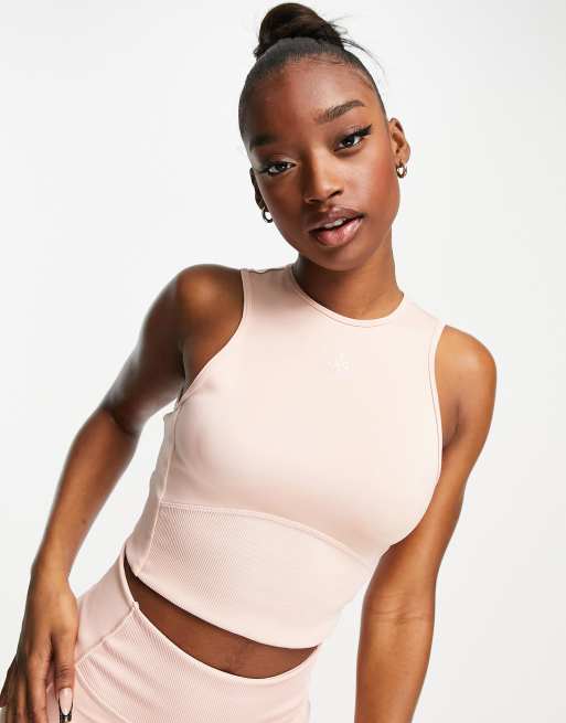 adidas Training Hyperglam ribbed crop top in pink | ASOS