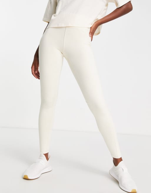 adidas Training Hyperglam ribbed high waisted leggings in cream