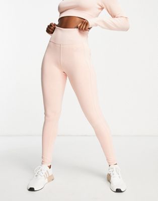 adidas Training Hyperglam ribbed high waisted leggings in pink