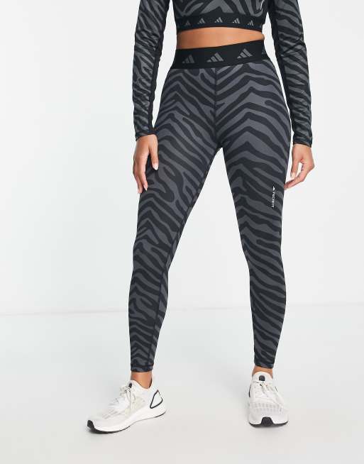 adidas Training - Hyperglam - Sorte leggings med zebraprint