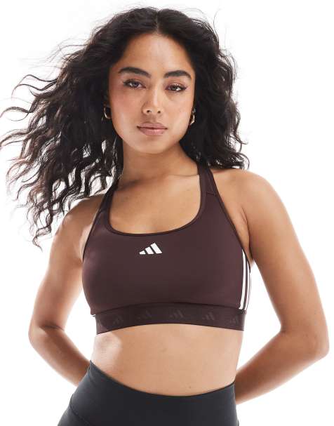 adidas Training – Hyperglam – Sport-BH in Braun mit mittlerer Stützfunktion - view 1