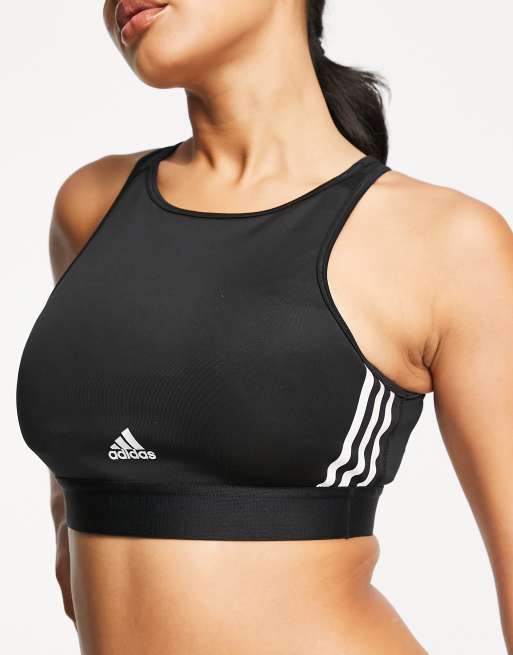 adidas - Training Hyperglam - Sport bh met lichte ondersteuning en 3 strepen in zwart, 3 van 4