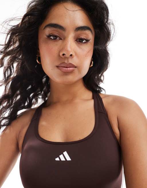 adidas - Training - Hyperglam - Sport bh met medium ondersteuning in bruin, 3 van 4